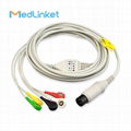 COLIN BP308 3lead ECG cable with leadwires, Snap,AHA