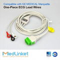 GE Marquette Dash PRO4000 3lead ecg cable,AHA,snap