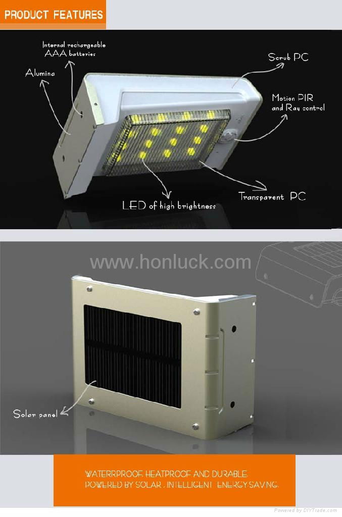 With Replaceable Battery Solar PIR Wall Light 2