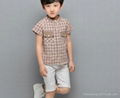 wholesale fashion boy shirts band collar short sleeve checks shirts for children 2