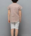 wholesale fashion boy shirts band collar short sleeve checks shirts for children 3