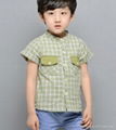 wholesale fashion boy shirts band collar short sleeve checks shirts for children 5