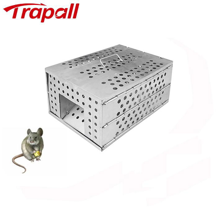 Humane Foldable Metal Mesh Rat Bait Station Live Catch Mouse Cage Trap 