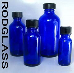 Cobalt blue boston round glass bottles