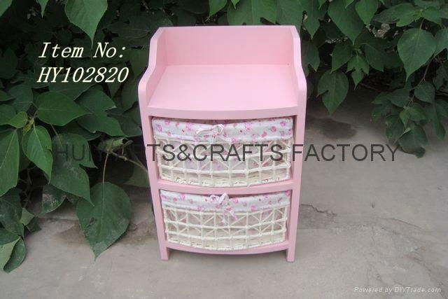 Home furniture wooden cabinet with wicker basket drawer 3