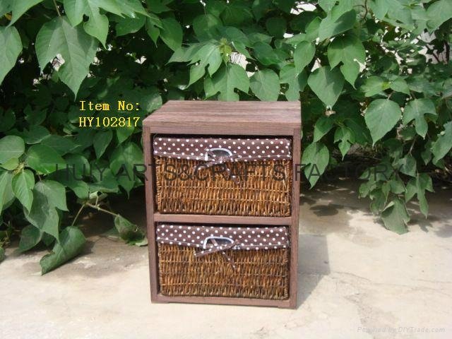 Home furniture wooden cabinet with wicker basket drawer 4