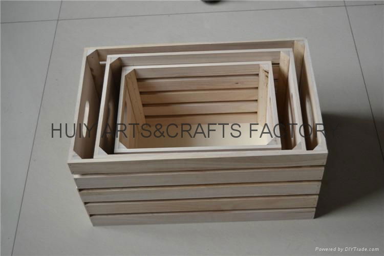 Set of 3 square wood crates  3