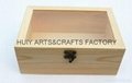 Unfinished wooden box with many dividers and hinged lid
