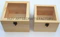 Unfinished wooden box with many dividers and hinged lid 8