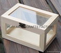 Unfinished wooden box with many dividers and hinged lid