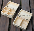 Unfinished wooden box with many dividers and hinged lid 18