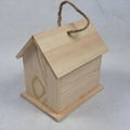 Bird Houses House Shaped Bird Feeder Wooden Bird House Hanging Outdoor 2