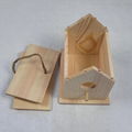 Bird Houses House Shaped Bird Feeder Wooden Bird House Hanging Outdoor 4