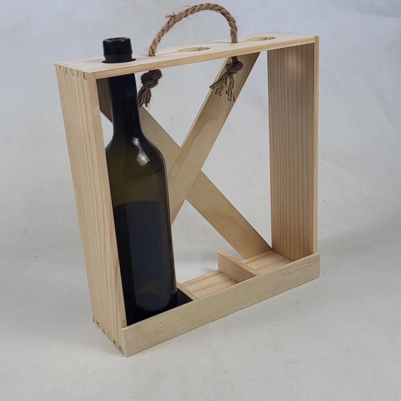 Handmade Wooden Wine Crate, Cheap Custom Wooden Wine Box, Wood Wine Bottle Holde 2