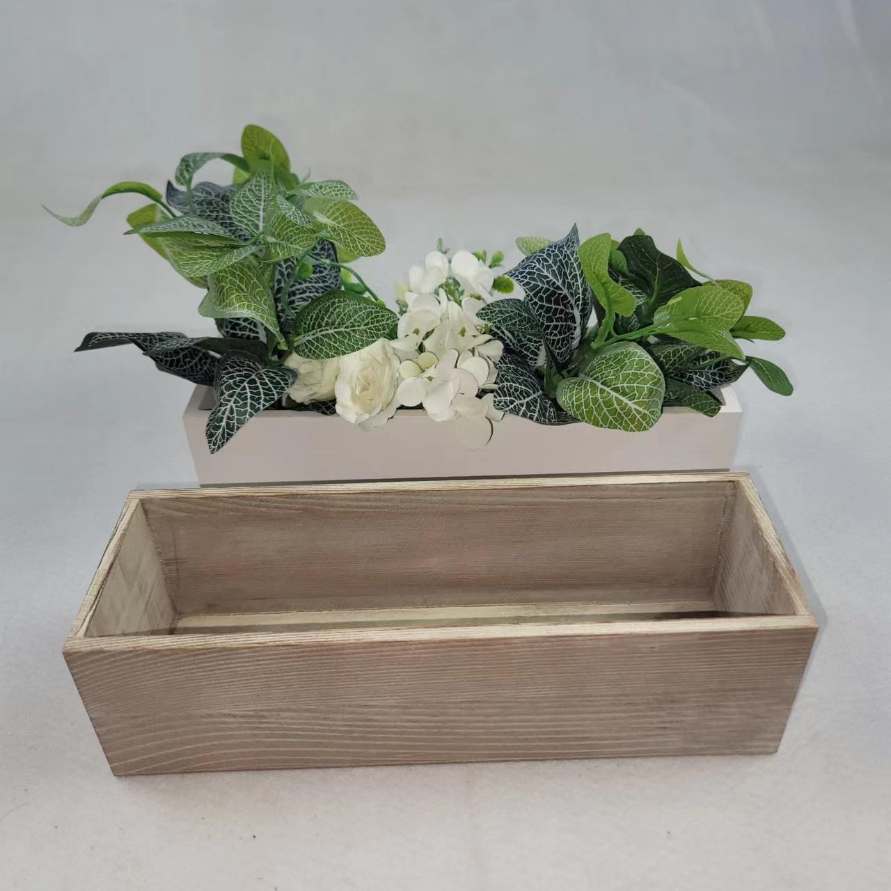 木制花盆，小木盒，家庭桌面花与塑料花摆件 5