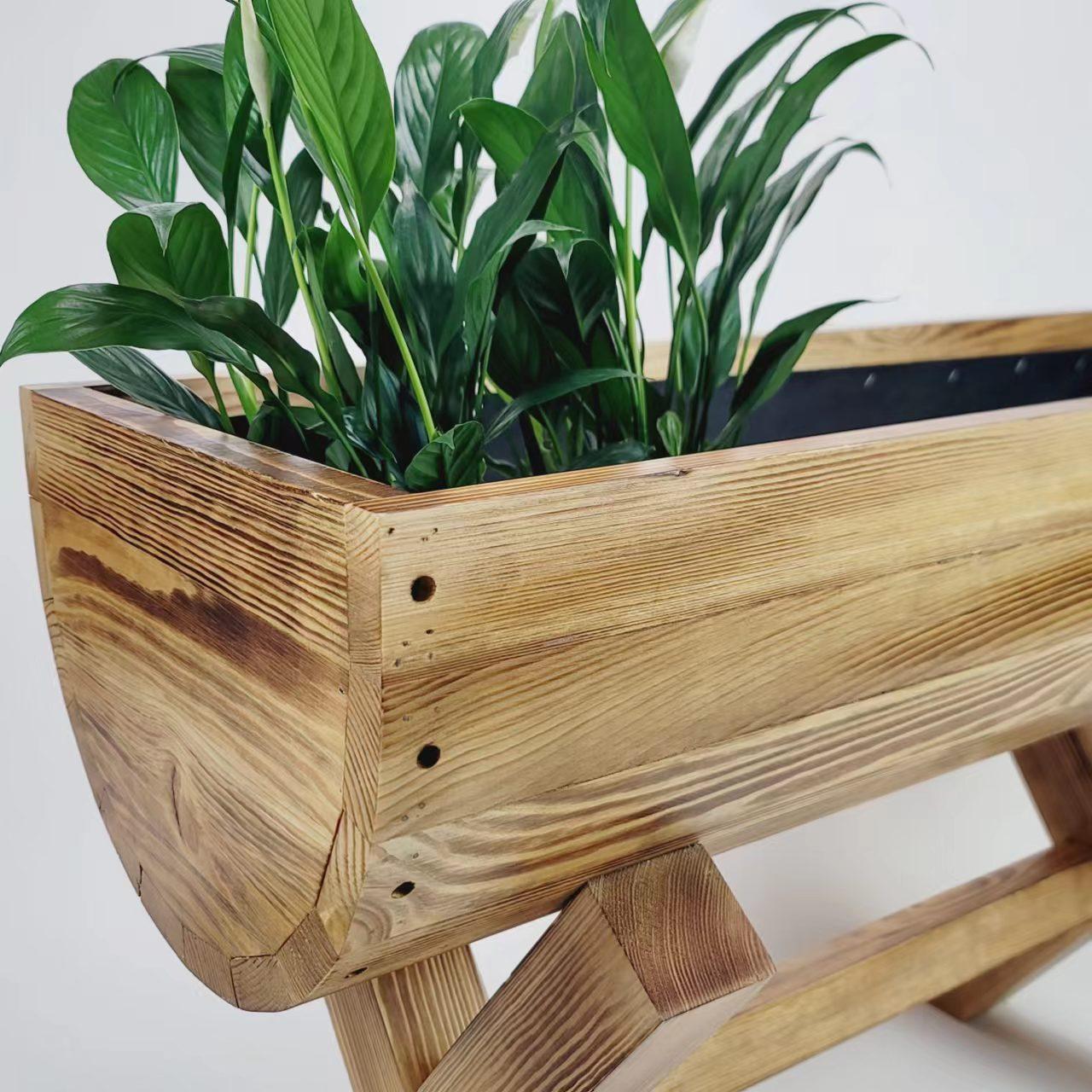 Wooden Flower Pot Planter Holder Outdoor Home Balcony Decoration