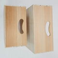 natural solid wood nesting crate box with handle storage wooden box