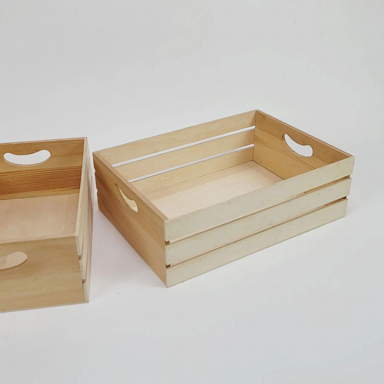 natural solid wood nesting crate box with handle storage wooden box 4