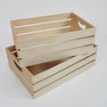 natural solid wood nesting crate box with handle storage wooden box