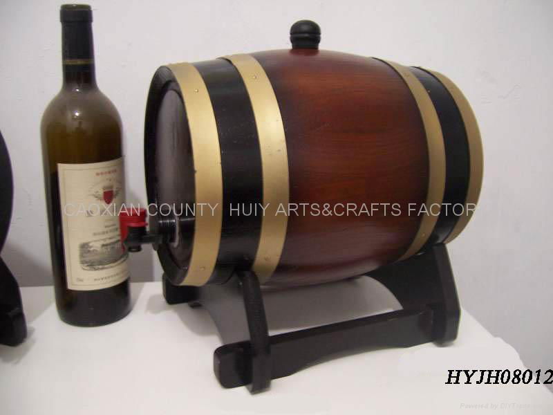 5L dark brown color wine barrel with faucet tab 