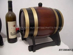 5L dark brown color wine barrel with faucet tab