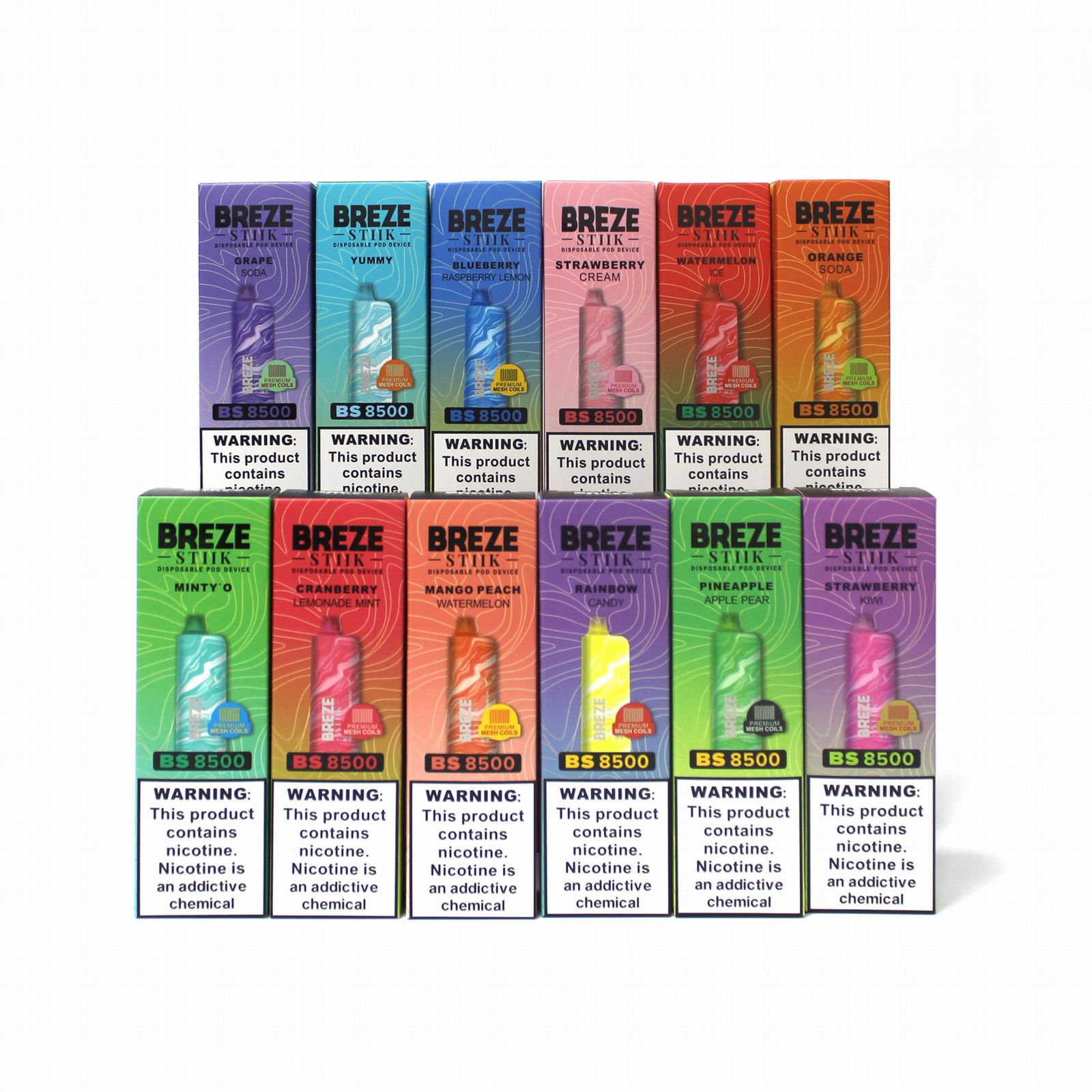 Original Breze Stiik BS8500 Disposable E-cigarette Vape Pod Recharge 5