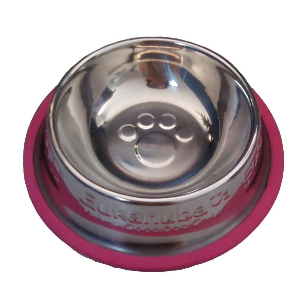 Stainless Steel Pet Bowls with small paw embossed pattern 5