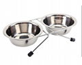 stainless steel elevated pet bowls with two bowls