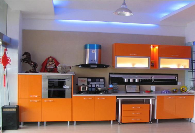 Kitchen Cabinet - Gloss Orange Laminate