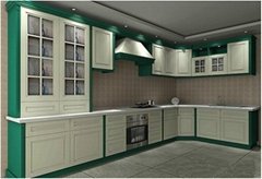 Kitchen Cabinet - Oak & Green Lacuqer