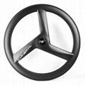 700c Carbon 3 Spoke Wheel 23mm Wide Clincher Tubeless Ready Front Wheel