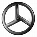 700c Carbon 3 Spoke Wheel 23mm Wide Clincher Tubeless Ready Rear Wheel 1