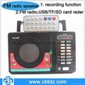 FM radio recorder speaker with USB SD TF card reader 