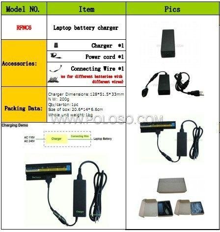poloso RFNC6 External laptop battery charger for most brands 2