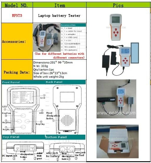 Universal laptop battery tester with test charge discharge calibrate