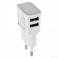 EU plug 5V/2.1A Dual port USB Mobile Phone Charger 5