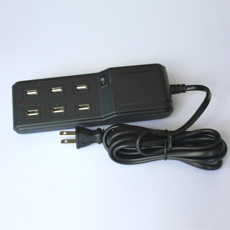 AU US UK EU plug 5V/4.5A 6ports Multi USB Mobile Phone Charger 