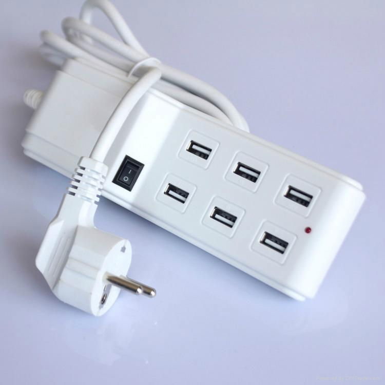 AU US UK EU plug 5V/4.5A 6ports Multi USB Mobile Phone Charger  4