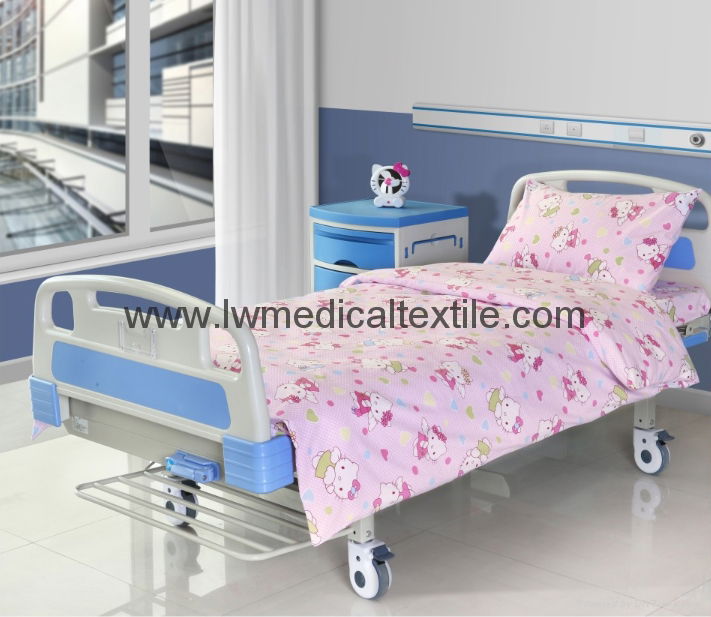 Hospital Bed Linen with carton design (bed sheet, pillow case duvet cover)