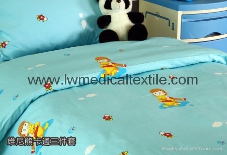 Hospital Bed Linen with carton design (bed sheet, pillow case duvet cover)  2