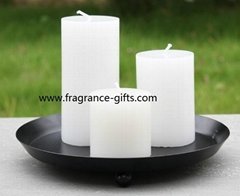 pillar candle with metal holder