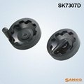 供应SANKQ牌,SK7307D短轴内波纹手轮,带可折手柄手轮,胶木手轮