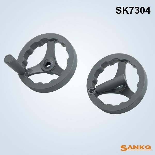 供应SANKQ牌,SK7304方轮缘手轮,尼龙手轮,带可折手柄塑料手轮