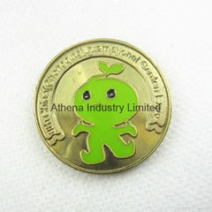 Metal emblem with epoxy cartoon