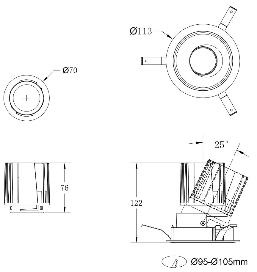 COB round 25W modular led downlight 3