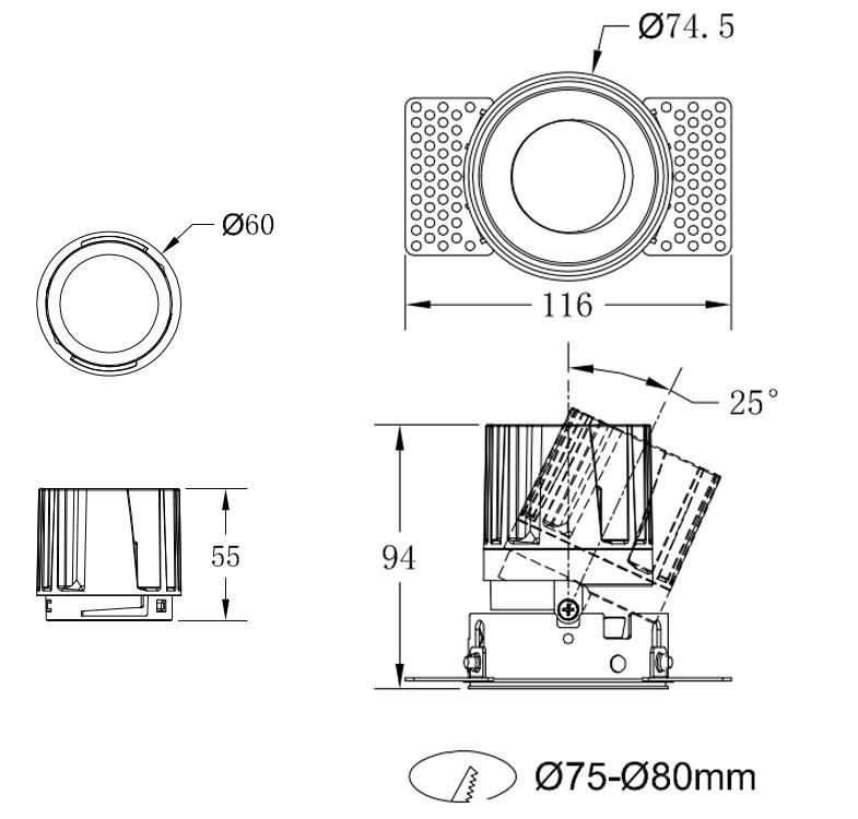 COB round 10W trimless modular led downlight 3