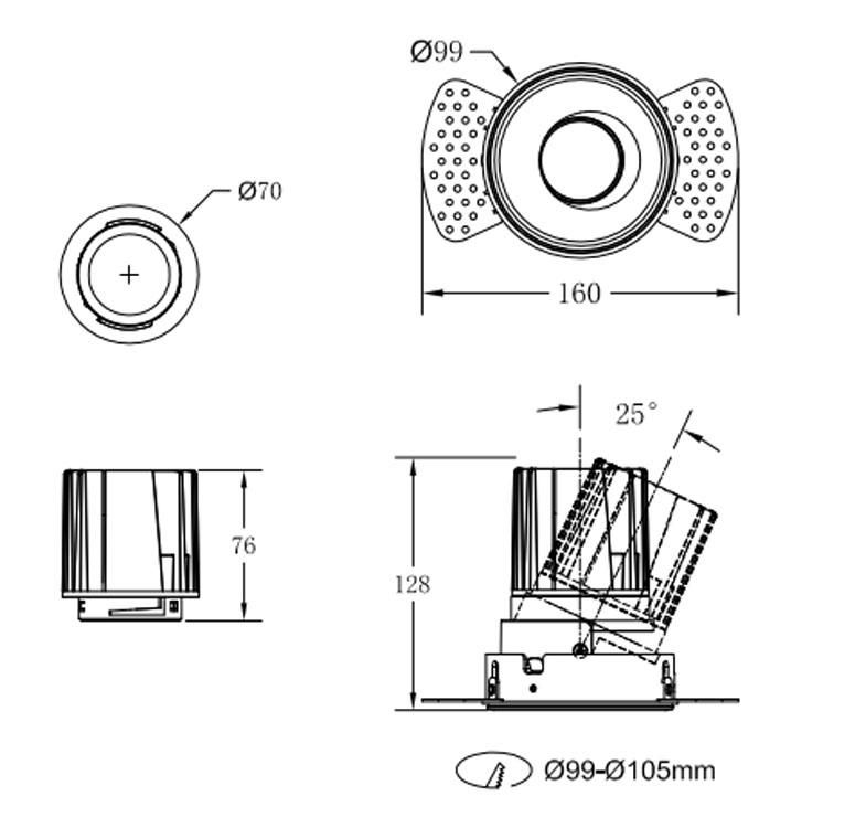 COB round 25W trimless modular led downlight 3