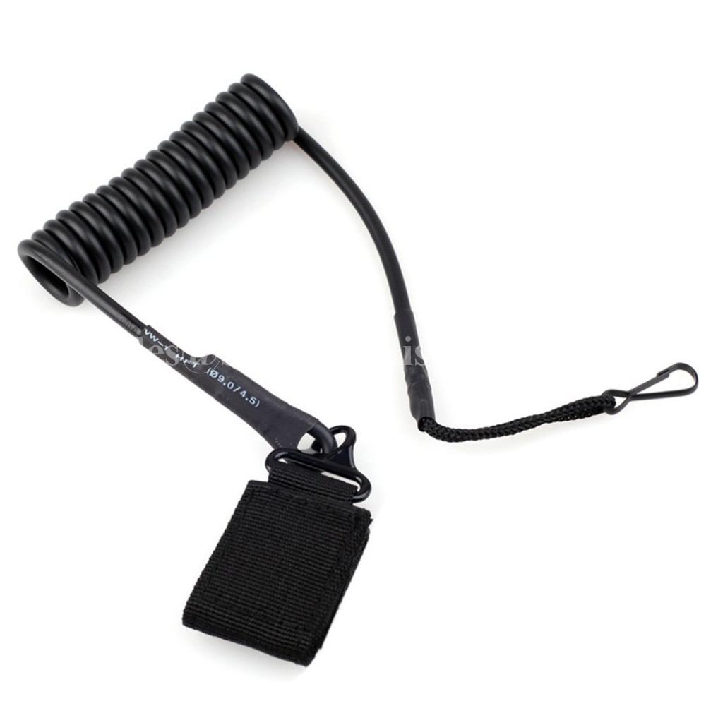 Tactical Pistol Retention Coiled Wire W/Rubber Exterior Laminate Lanyard 2