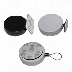 Round Anti-Theft Display Pull Box Recoiler with adhesive round disk end