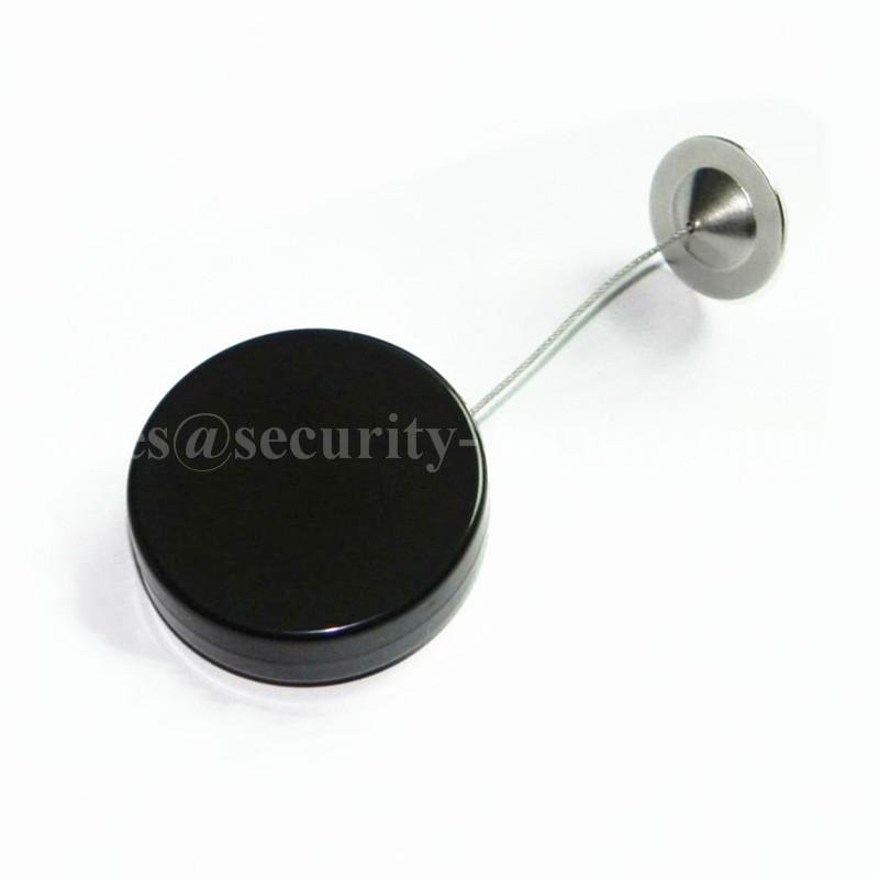 Round Anti theft retractable  recoiler with Circular Sticky metal Plate